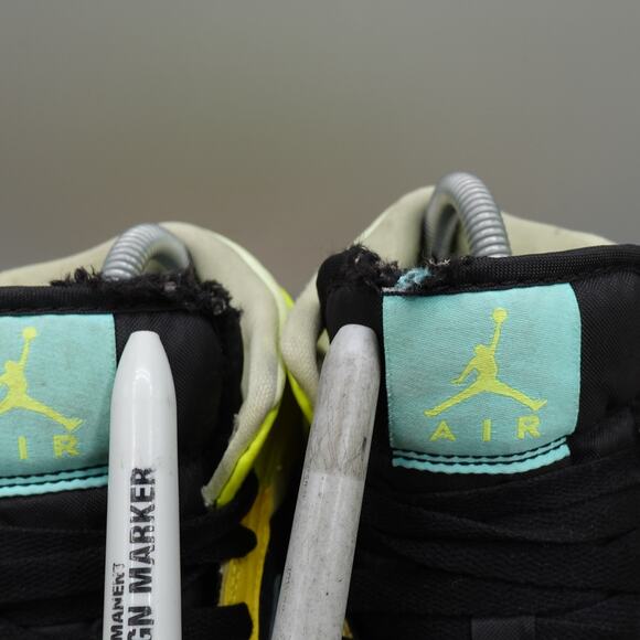 Nike 5.5Y Womens 7 Air Jordan Orange Black Blue Sneakers BQ6931-037 Flaws - Picture 3 of 16